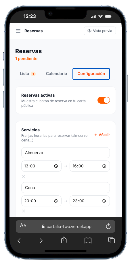 Reservation management interface